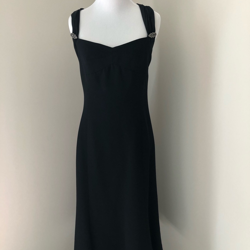 Jones wear black cocktail dress